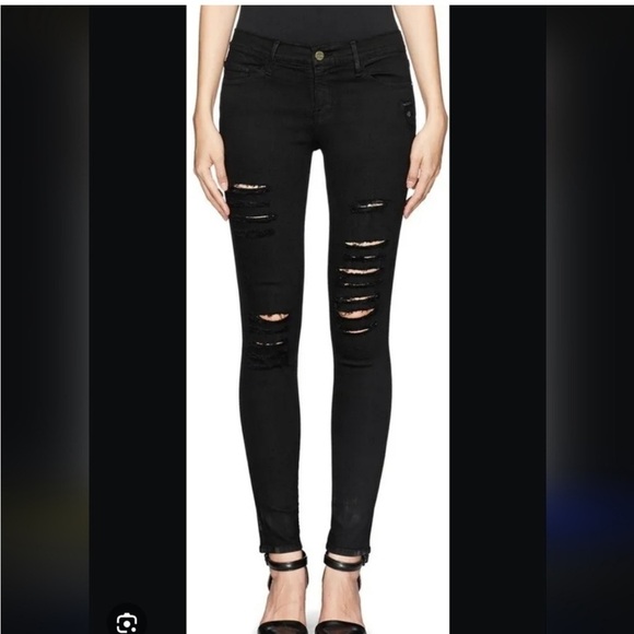 Frame | Le skinny de jeanne jeans - Black distressed version - size 26 - Picture 1 of 4